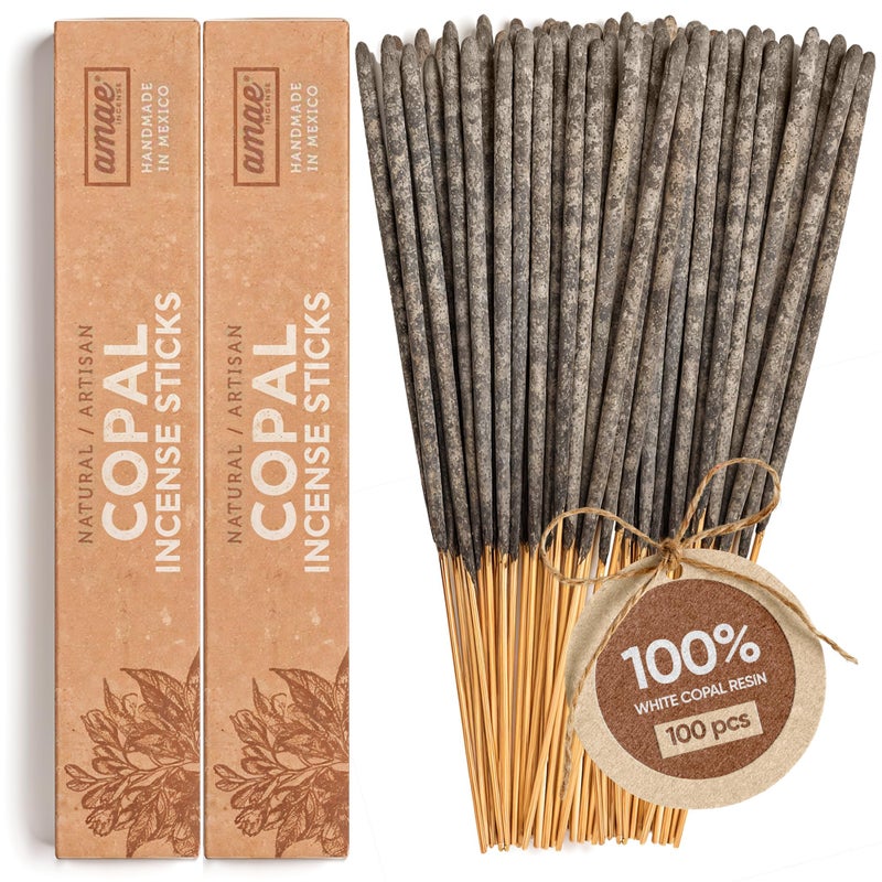 amae INCENSE Authentic 100% White Copal Incense Sticks - Thick, Natural Mayan Resin for Spiritual Practices, Meditation, Yoga, Cleansing, Relaxation - Smooth Burning, Long Lasting, Handmade in Mexico - 100 Sticks - Image 1
